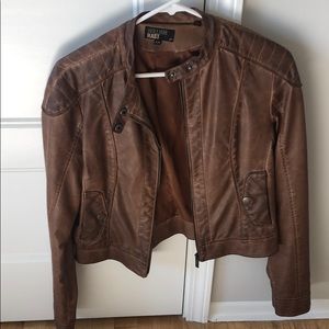 William rast faux brown leather jacket size small